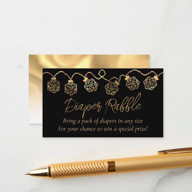 RPG Lights | Gold Fantasy Tabletop Gamer Raffle Enclosure Card (Front/Back In Situ)