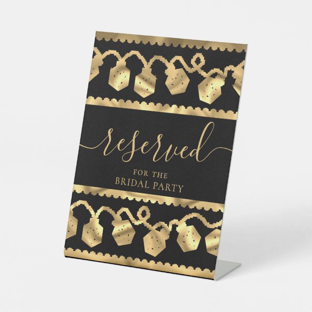 RPG Lights | Gold Fantasy Tabletop Gamer Reserved Pedestal Sign (Front)