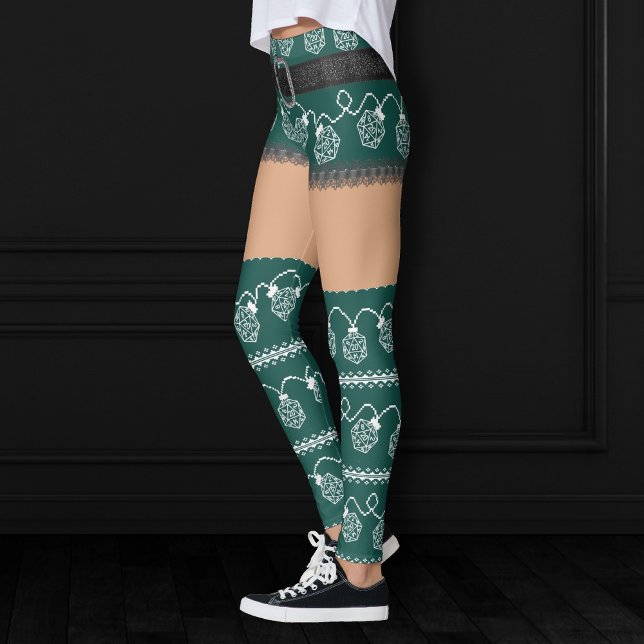 RPG Lights Green | Retro Ugly Sweater Medium Skin Leggings (Creator Uploaded)