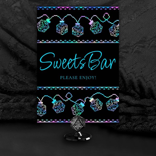 RPG Lights | Holo Fantasy Tabletop Gamer Custom Table Number (Customize for various tables (advice, bubbles, snack/sweets/coffee bar, ladies/gentlemen, etc))