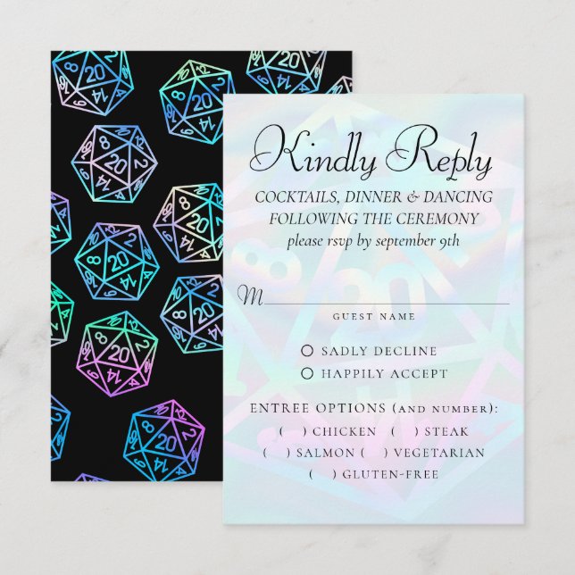RPG Lights | Holo Fantasy Tabletop Gamer Entree RSVP Card (Front/Back)