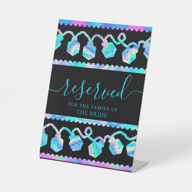 RPG Lights | Holo Fantasy Tabletop Gamer Reserved Pedestal Sign (Front)