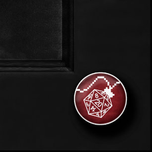RPG Lights Red Fantasy Tabletop Retro Gamer Dice Ceramic Knob