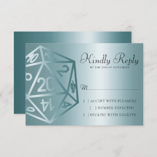 RPG Luxe   Aqua Sheen Fantasy Tabletop Gamer Dice RSVP Card
