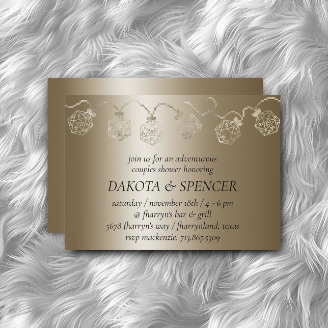 RPG Luxe | Gold Sheen Tabletop Gamer Dice Lights Invitation (Creator Uploaded)