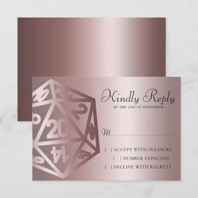 RPG Luxe | Mauve Sheen Fantasy Tabletop Gamer Dice RSVP Card (Front/Back)