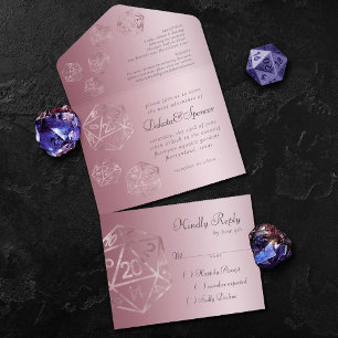 RPG Luxe   Mauve Sheen Tabletop Role Player Dice All In One Invitation