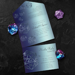 RPG Luxe   Navy Sheen Tabletop Role Player Entree All In One Invitation