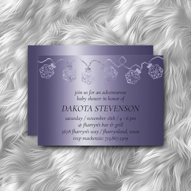 RPG Luxe | Purple Sheen Tabletop Gamer Dice Lights Invitation (Creator Uploaded)