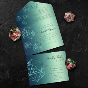 RPG Luxe   Teal Sheen Tabletop Role Player Entree All In One Invitation