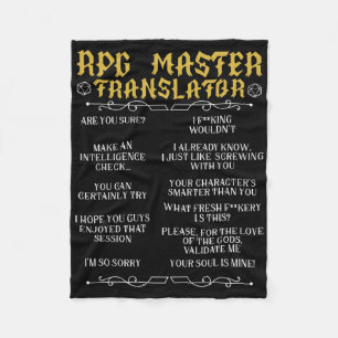 Rpg Master Translator D20 Tabletop Games Funny Rpg Fleece Blanket