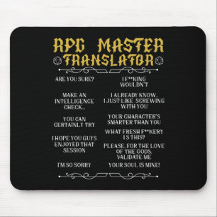 Rpg Master Translator D20 Tabletop Games Funny Rpg Mouse Pad