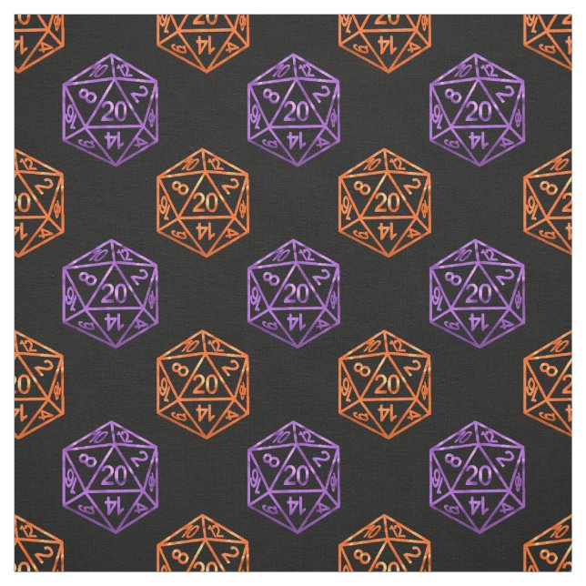 RPG Pattern | Halloween Purple and Orange Dice Fabric (Swatch)