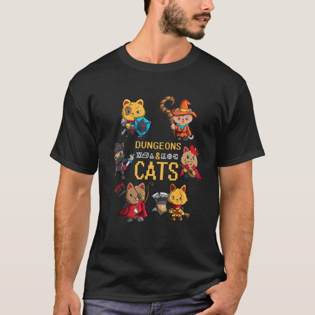 Rpg Player Role Playing Fan Game Night With Cat Fi T-Shirt (Front)