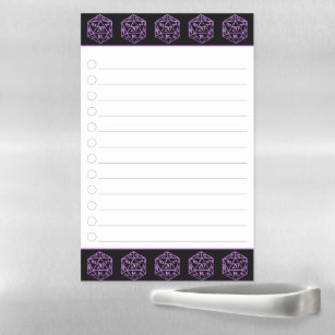 RPG Purple Pattern   PnP Tabletop Dice Checklist Magnetic Dry Erase Sheet
