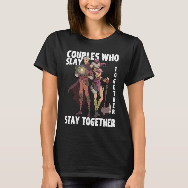 RPG Role Play  Idea Valentine's Day Gamer Couple C T-Shirt (Front)