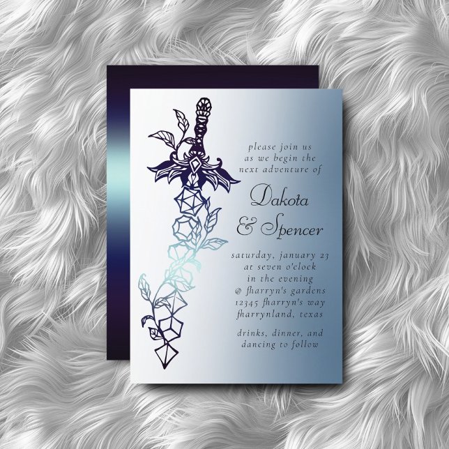 RPG Sword | Navy Sheen Fantasy Tabletop Gamer Dice Invitation (Creator Uploaded)