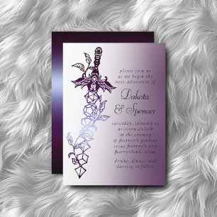 RPG Sword   Purple Sheen Fantasy Tabletop Gamer Invitation