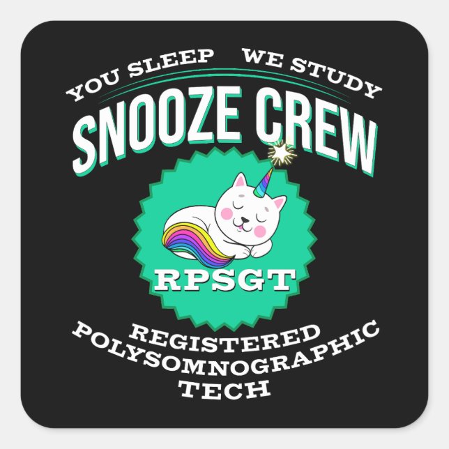 RPSGT Kawaii Unikitty Snooze PolySomnoGraphic Tech Square Sticker (Front)