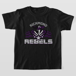 RR 02   Grey Rebel Logo Kids Black T-Shirt