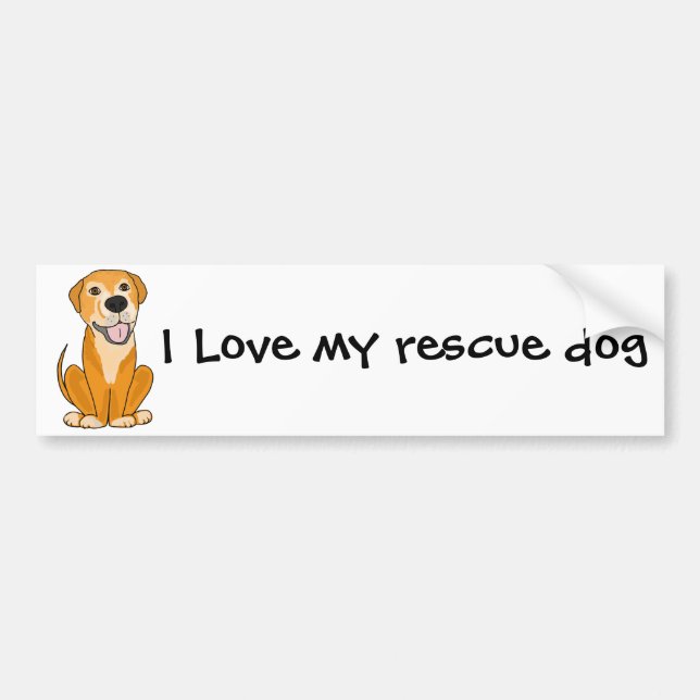 RR- Cute Funny Rescue Dog Puppy Cartoon Bumper Sticker (Front)