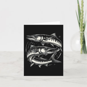 Rracuda Fish Graphic Art Design For Women And Men Card