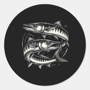 Rracuda Fish Graphic Art Design For Women And Men  Classic Round Sticker