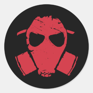 rrc - gas mask red classic round sticker