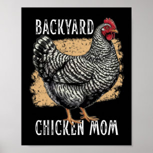 Rred Rock Chicken Mum Ckyard Plymouth Hen Vintage Poster