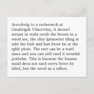 Rscheearch at Cmabrigde Uinervtisy Psot Crad Postcard