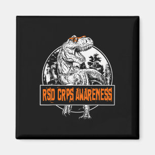 Rsd Crps Awareness Dinosaur Orange Ribbon Magnet