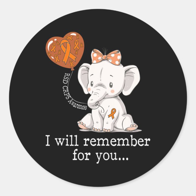 RSD CRPS Awareness Elephant  Classic Round Sticker (Front)