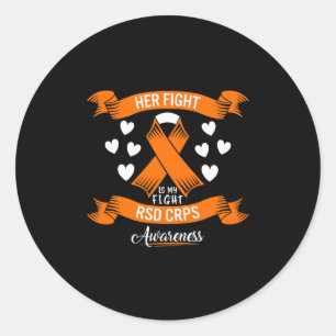 Rsd Crps Awareness Her Fight Orange Ribbon Complex Classic Round Sticker