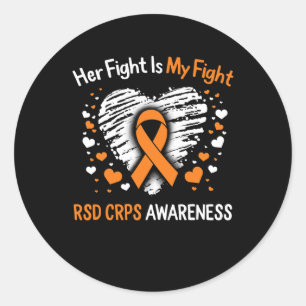 Rsd Crps Awareness Her Fight Orange Ribbon Complex Classic Round Sticker