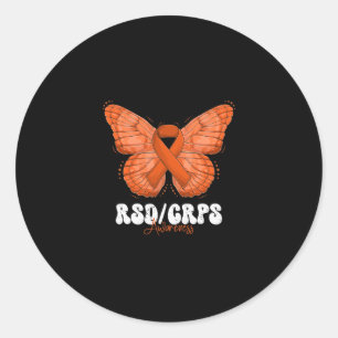 Rsd Crps Awareness Month Orange Ribbon Butterfly Classic Round Sticker