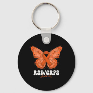 Rsd Crps Awareness Month Orange Ribbon Butterfly  Key Ring