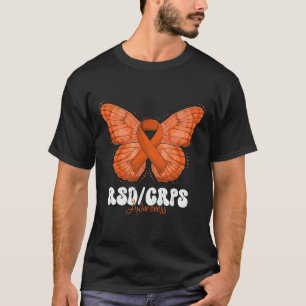 Rsd Crps Awareness Month Orange Ribbon Butterfly T-Shirt