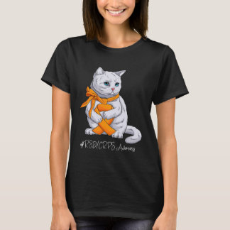 RSD CRPS Awareness Month Orange Ribbon Cat T-Shirt