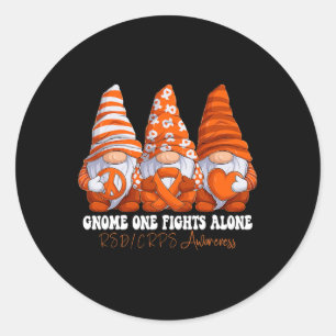 RSD CRPS Awareness Month Orange Ribbon Gnomies Sup Classic Round Sticker