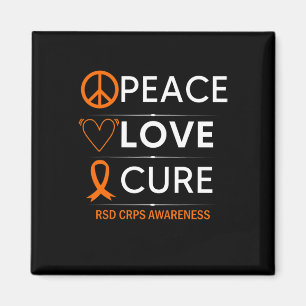 Rsd Crps Awareness Peace Love Cure Fighter Orange Magnet