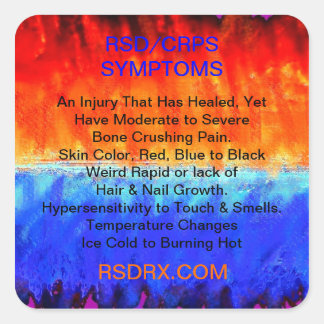 RSD, CRPS, Burning Flames & Freezing Ice Storms, Square Sticker