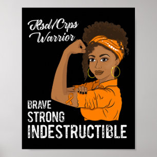 Rsd Crps Warrior Black Girl Awareness Orange Ribbo Poster