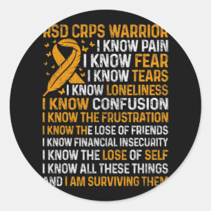 Rsd Crps Warrior Orange Ribbon Crps Awareness Nove Classic Round Sticker