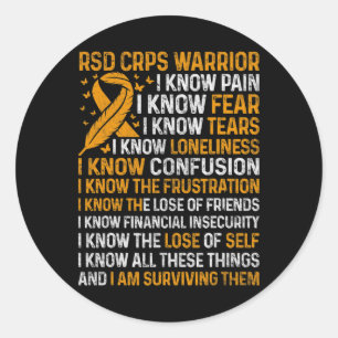 Rsd Crps Warrior Orange Ribbon Crps Awareness Nove Classic Round Sticker