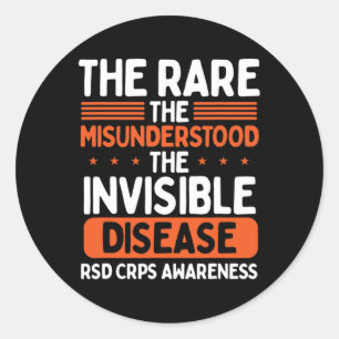 RSD CRPS Warrior Orange Ribbon Invisible Disease C Classic Round Sticker
