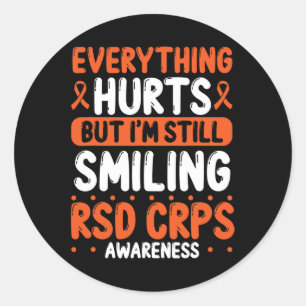 Rsd Crps Warrior Orange Ribbon Still Smiling Crps  Classic Round Sticker