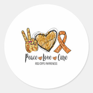 Rsdcrps Awareness Peace Love Cure Orange Ribbon Classic Round Sticker