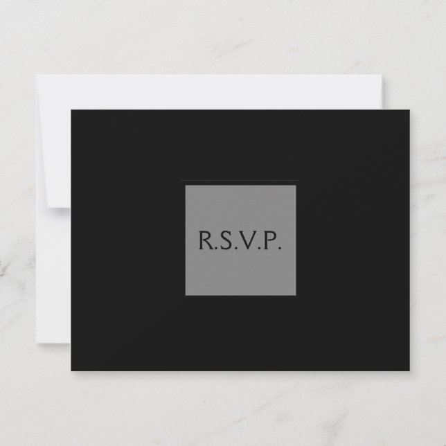 RSPV elegant black and grey simple wedding invite (Front)