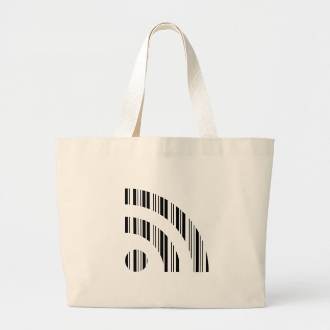 RSS FEED BAR CODE Logo Barcode Pattern Design Large Tote Bag (Front)