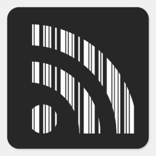RSS FEED BAR CODE Logo Barcode Pattern Design Square Sticker